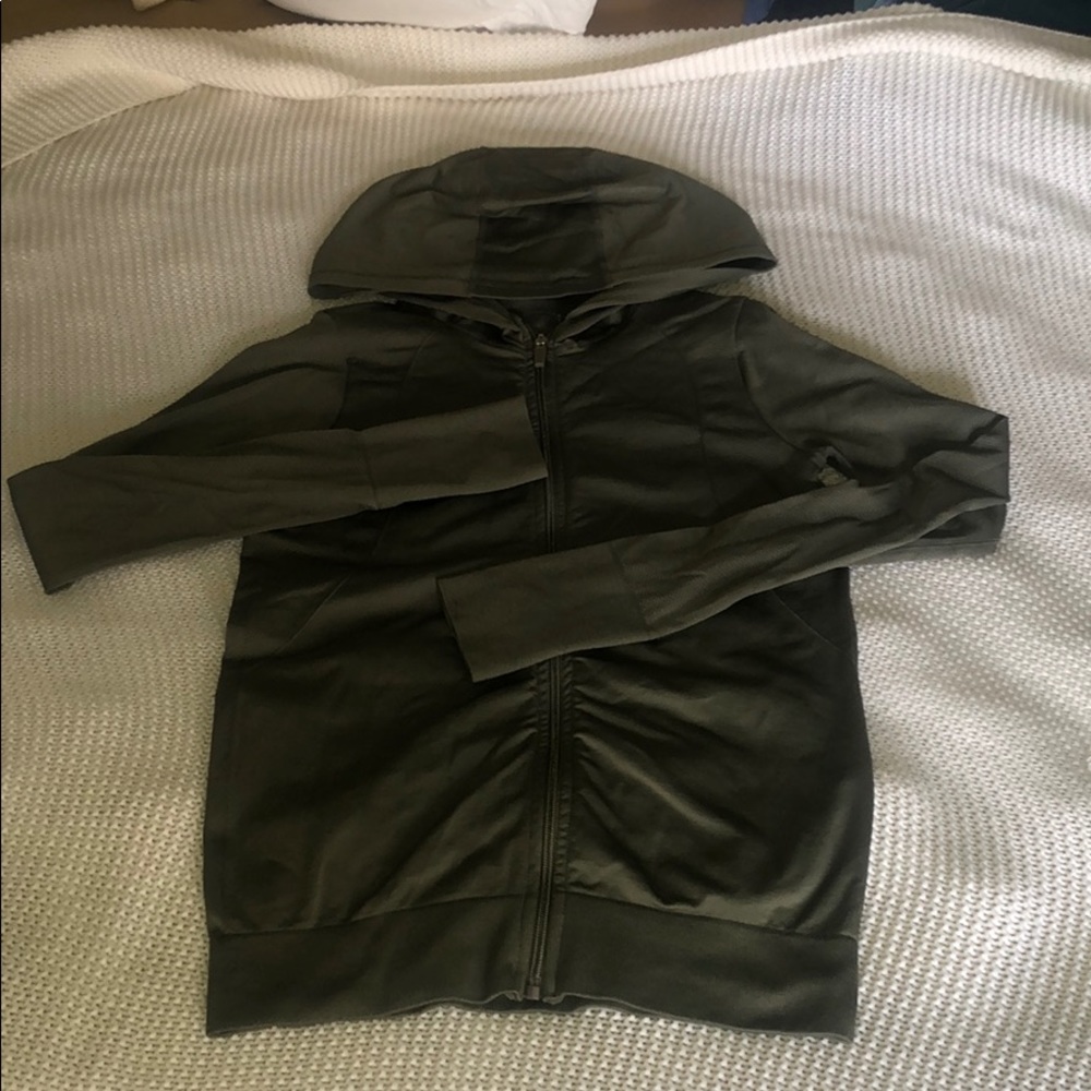 olive green zip up hoodie